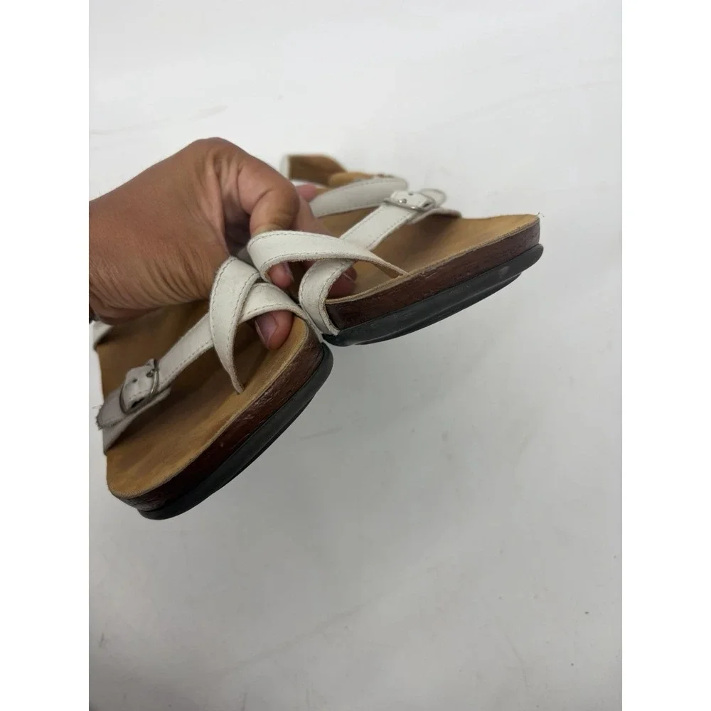 SAS Women's Pampa Pearl White Patent Toe Loop Orthopedic Strappy Sandals 8.5 M